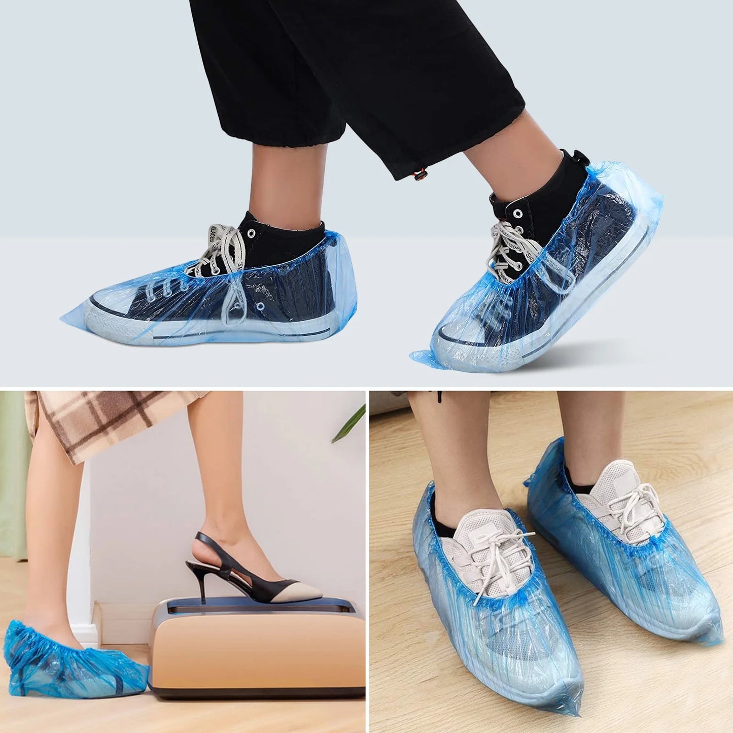 Automatic Shoe Covers Dispenser with Disposable Shoe Covers for Home, Office, Supermarket, Factory, Lab (Silver)