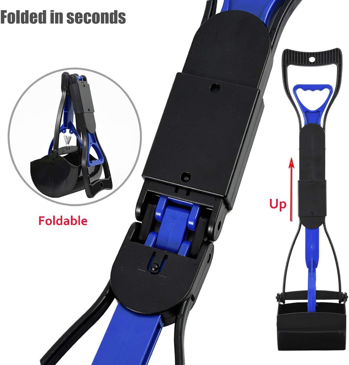 Premium 24-Inch Foldable Dog Poop Scooper - Effortless Waste Pickup for All Dog Sizes - Ideal for Grass, Gravel, Yards & Patios (Black-Purple)