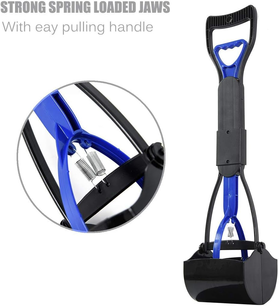 Premium 24-Inch Foldable Dog Poop Scooper - Effortless Waste Pickup for All Dog Sizes - Ideal for Grass, Gravel, Yards & Patios (Black-Purple)