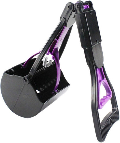 Premium 24-Inch Foldable Dog Poop Scooper - Effortless Waste Pickup for All Dog Sizes - Ideal for Grass, Gravel, Yards & Patios (Black-Purple)