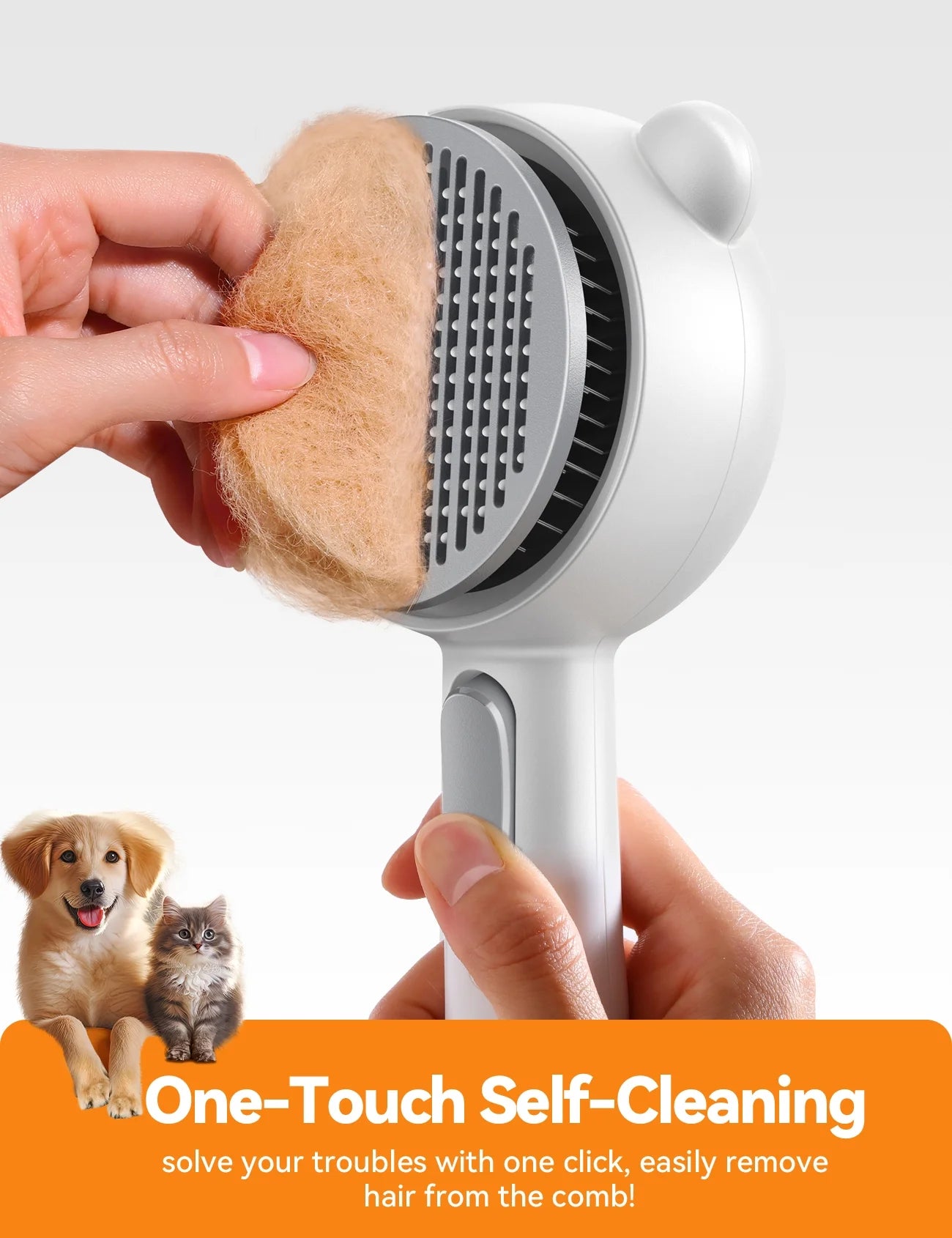 Ultimate 3-in-1 Cat Brush: Self-Cleaning Grooming Tool for Shedding & Pet Hair Removal - Perfect for All Cats and Dogs!
