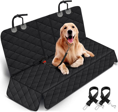 Premium Waterproof Dog Car Seat Cover - Non-Slip Back Seat Protector for Cars, Trucks, and SUVs - Fits Middle Armrest - Black