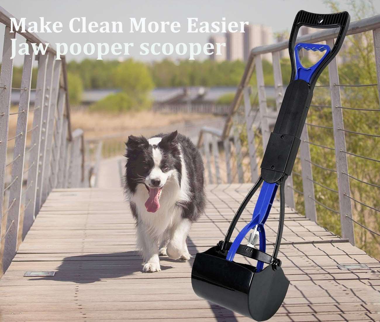 Premium 24-Inch Foldable Dog Poop Scooper - Effortless Waste Pickup for All Dog Sizes - Ideal for Grass, Gravel, Yards & Patios (Black-Purple)