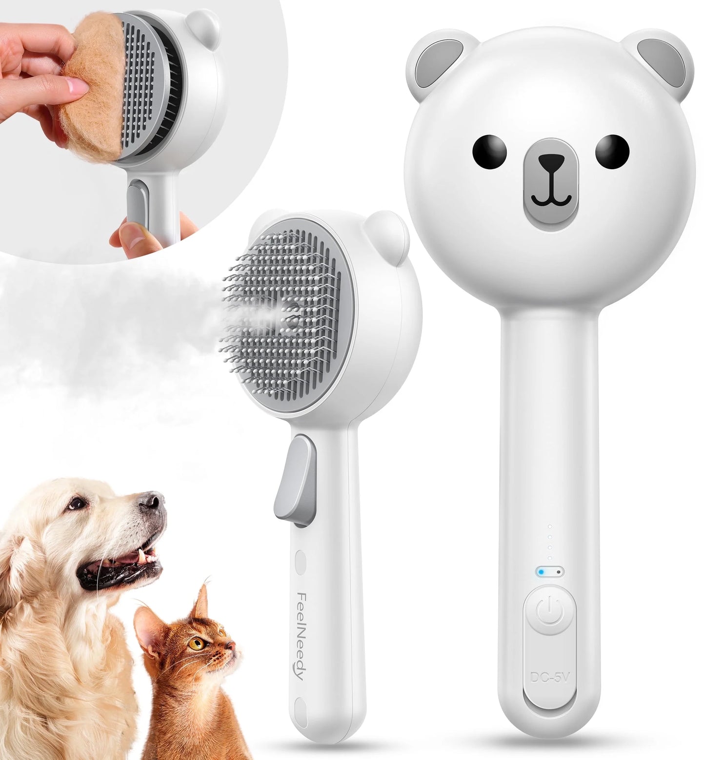 Ultimate 3-in-1 Cat Brush: Self-Cleaning Grooming Tool for Shedding & Pet Hair Removal - Perfect for All Cats and Dogs!