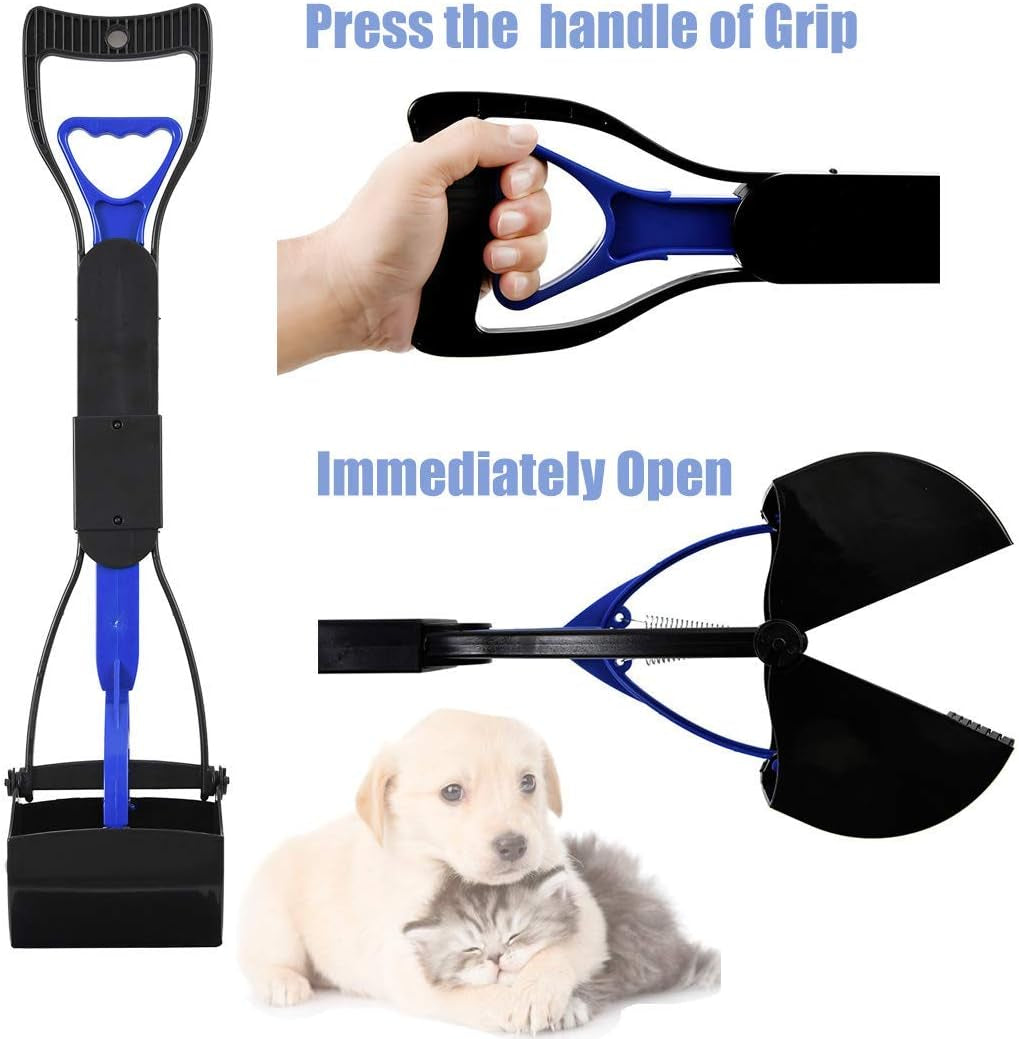Premium 24-Inch Foldable Dog Poop Scooper - Effortless Waste Pickup for All Dog Sizes - Ideal for Grass, Gravel, Yards & Patios (Black-Purple)