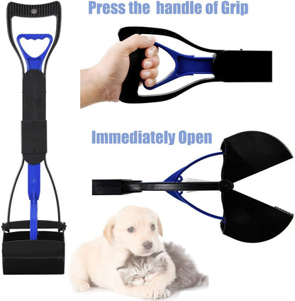 Premium 24-Inch Foldable Dog Poop Scooper - Effortless Waste Pickup for All Dog Sizes - Ideal for Grass, Gravel, Yards & Patios (Black-Purple)
