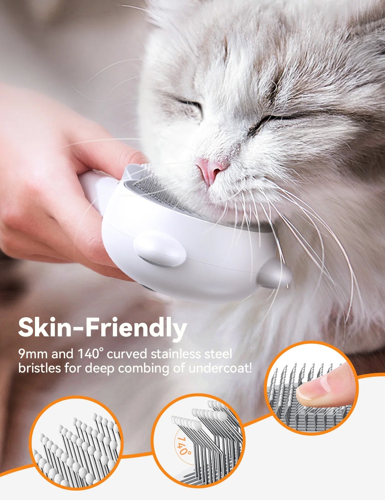 Ultimate 3-in-1 Cat Brush: Self-Cleaning Grooming Tool for Shedding & Pet Hair Removal - Perfect for All Cats and Dogs!