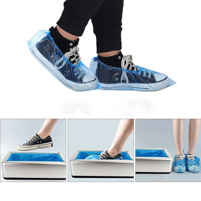 Automatic Shoe Covers Dispenser with Disposable Shoe Covers for Home, Office, Supermarket, Factory, Lab (Silver)